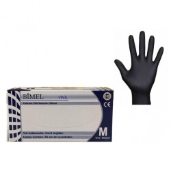 BİMEL LATEX ELDİVENİ PUDRASIZ M 100'LÜ SİYAH NİTRİL - 