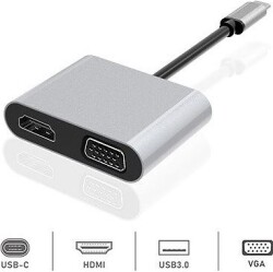Dexim Dhu0004 Premium 4 in 1 USB-Typ-c HDMI VGA Hub for iPad Pro, Macbook, PC, Laptop - DEXIM