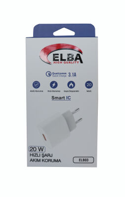 Elba ELB03-20USB Beyaz 20W USb Şarj Kafa QC4.0(Akıllı Koruma-Hızlı Şarj-Isıya Dayanıklı) - 1