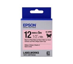 Epson LK-4PBK Siyan Üzeri Pembe 12MM 5Metre Etiket - EPSON