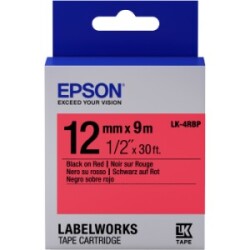 Epson LK-4RBP Pastel Kırmızı Üzeri Siyah 12MM 9Metre Etiket - EPSON