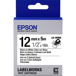 Epson LK-4WBQ Iron BEYAZ Üzeri SİYAH 12MM 9Metre Etiket - EPSON