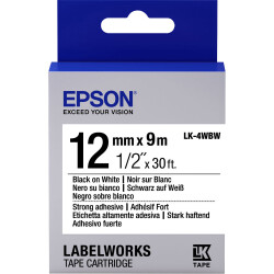 Epson LK-4WBVN Beyaz Üzeri Siyah 12MM 7Metre Etiket - EPSON