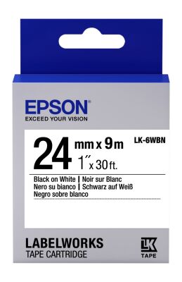 Epson LK-6WBN Standard Siyah Üzeri Beyaz 24MM 9Metre Etiket - 1