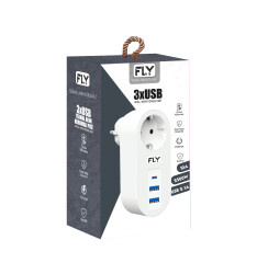 FLY-3400-01 Akım Korumalı.1 li Priz 2-Usba 1-C Soket 2.1A 10A 2500W - FLY