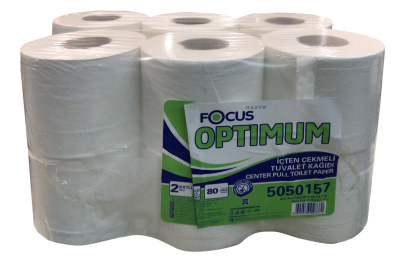 Focus 5050157 (50002464) 2 Katlı 80mt 12 adet Optımum İçten Çekmeli Tuvalet Kağıdı Kopabilen - 1