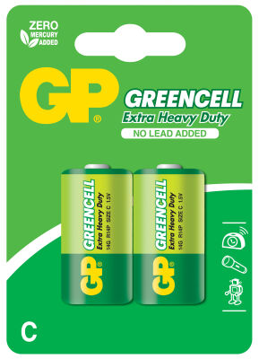 GP Greencel R14 Orta Boy Çinko Pil 2'li Paket GP14G-U2 - 1