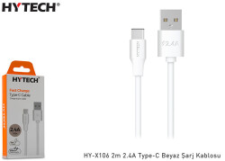 Hytech HY-X106 2m 2.4A Type-C Beyaz Şarj Kablosu - HYTECH