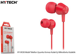 Hytech HY-XK30 Mobil Telefon Uyumlu Kırmızı Kulak İçi Mikrofonlu Kulaklık - HYTECH