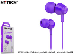 Hytech HY-XK30 Mobil Telefon Uyumlu Mor Kulak İçi Mikrofonlu Kulaklık - HYTECH
