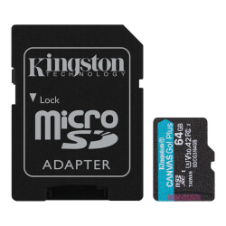 Kingston SDCG3-64GB 64GB microSDXC Canvas Go Plus 170R A2 U3 V30 Card + ADP Hafıza Kartı - KINGSTON