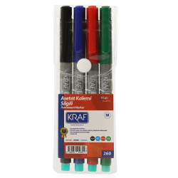 KRAF ASETAT KALEMİ SİLGİLİ (M) 260 4 LÜ SET - 1