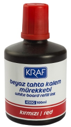 KRAF BEYAZ TAHTA KALEM MÜREKKEBİ 100ml 450G KIRMIZI - Kraf