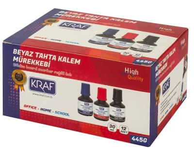 KRAF BEYAZ TAHTA KALEM MÜREKKEBİ 30ml 445G KIRMIZI - 2