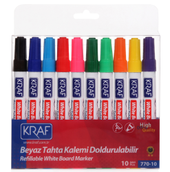 KRAF BEYAZ TAHTA KALEMİ DOLDURULABİLİR 770-10 10 LU SET - Kraf