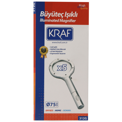 KRAF BÜYÜTEÇ IŞIKLI 75MM 5x 312G - 6