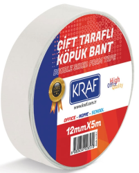 KRAF ÇİFT TARAFLI KÖPÜK BANT 12MMX5M 5012G - Kraf