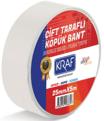 KRAF ÇİFT TARAFLI KÖPÜK BANT 25MMX5M 5025G - Kraf