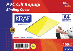 KRAF CİLT KAPAĞI A4 160 MİC. 100 LÜ SARI 512G - Kraf