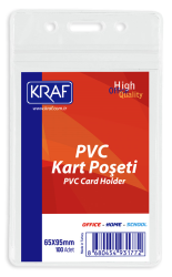 KRAF KART POŞETİ PVC DİKEY 65x95 MM 100 LÜ - Kraf