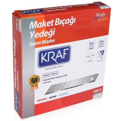 KRAF MAKET BIÇAĞI YEDEĞİ GENİŞ ULTRA KARBON ÇELİK SK5 100 LÜ 619G - 1