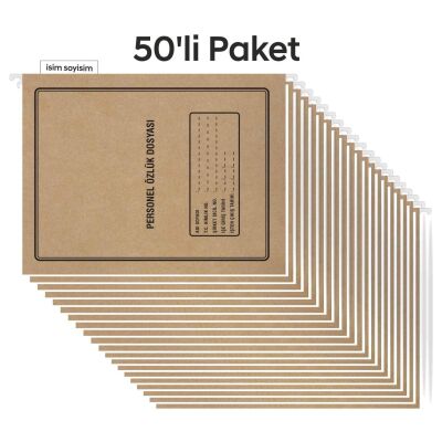 Kraft Metal Askılı Personel Özlük Dosyası 4 Yapraklı 50 Li Paket - 1