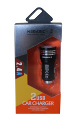 Megatech T05-M24 Gri 2.4A 2Usb Çelik Araç Şarj Aleti - MEGATECH