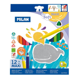 MILAN 792612 MAXI SUPER SOFT ÜÇGEN KURU BOYA - 12 Lİ - MILAN