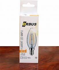 Orbus ORB-BC3 Mum 4W E14 Şeffaf Dekoratif Led Ampul 400 Lm Ra80 220-240V-50Hz - ORBUS