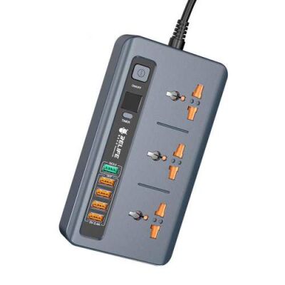 Relife RL-316D Akıllı Priz Akım Korumalı 1,9mt Kablo Üniversal 5 USB 5V-3.4A QC 3.0 Digital Ekran - 1