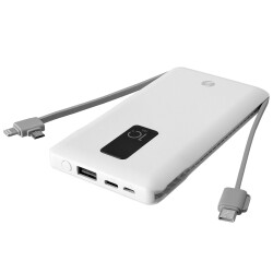 S-link IP-T100C 10000mAh Lightning+Micro+Type C Kablolu Powerbank Beyaz LCDli - S-LİNK