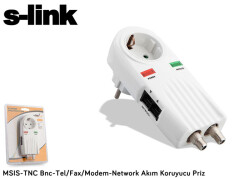 S-link MSIS-TNC Bnc - Tel-Fax-Modem - Network Akım Koruyucu Priz - 1