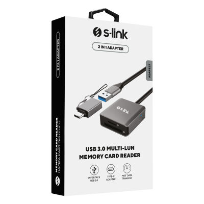 S-link SL-CR21 TypeC ve USB3.0 SD-Micro SD 110M-S Hızlı 2 in 1 Metal Kart Okuyucu - 2