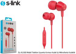 S-link SL-KU160 Mobil Telefon Uyumlu Kırmızı Kulak İçi Mikrofonlu Kulaklık - S-LİNK