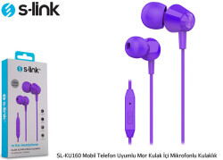 S-link SL-KU160 Mobil Telefon Uyumlu Mor Kulak İçi Mikrofonlu Kulaklık - S-LİNK