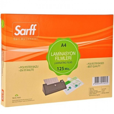 SARFF 125MIC LAMİNASYON FİLMLERİ - A4(216X303MM) - 100ADET - 1