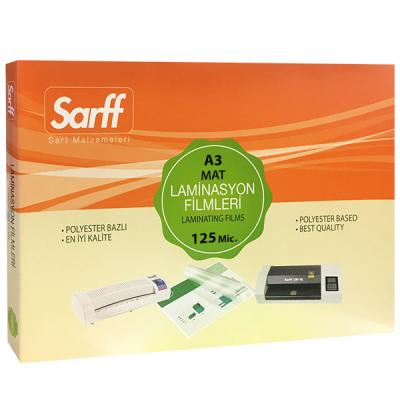 SARFF 125MIC MAT LAMİNASYON FİLMLERİ - A3(426X303MM) - 100 ADET - 2