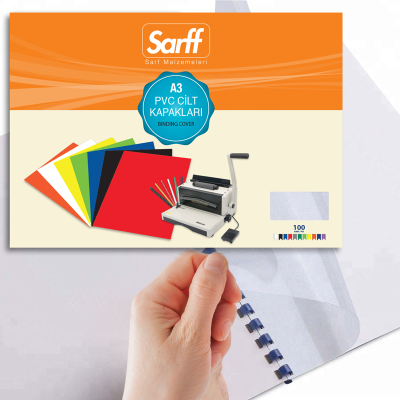 SARFF A3 BUZLU ŞEFFAF PVC CİLT KAPAKLARI - 100ADET - 3