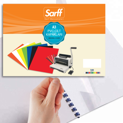 SARFF A3 OPAK BEYAZ PVC CİLT KAPAKLARI - 100ADET - 3