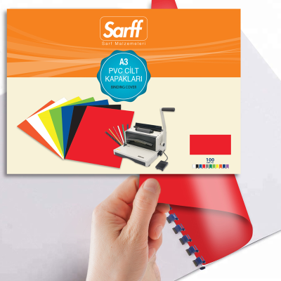 SARFF A3 OPAK KIRMIZI PVC CİLT KAPAKLARI - 100ADET - 3