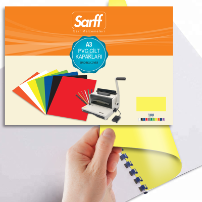 SARFF A3 OPAK SARI PVC CİLT KAPAKLARI - 100ADET - 2