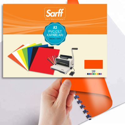 SARFF A3 OPAK TURUNCU PVC CİLT KAPAKLARI - 100ADET - 3