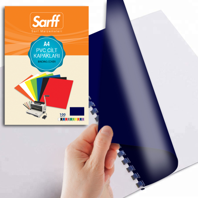 SARFF A4 OPAK LACİVERT PVC CİLT KAPAKLARI - 100ADET - 3