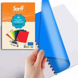 SARFF A4 OPAK MAVİ PVC CİLT KAPAKLARI - 100ADET - SARFF