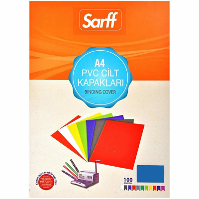 SARFF A4 OPAK MAVİ PVC CİLT KAPAKLARI - 100ADET - 4