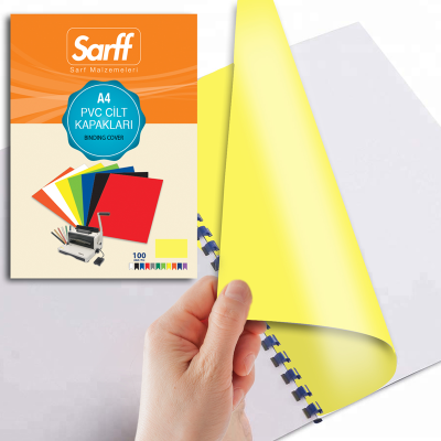 SARFF A4 OPAK SARI PVC CİLT KAPAKLARI - 100ADET - 3
