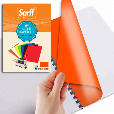 SARFF A4 OPAK TURUNCU PVC CİLT KAPAKLARI - 100ADET - 3