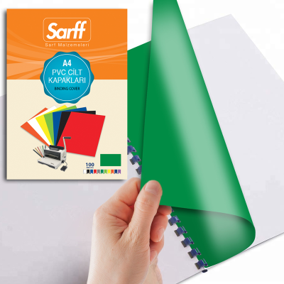 SARFF A4 OPAK YEŞİL PVC CİLT KAPAKLARI - 100ADET - 3