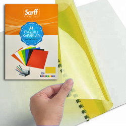 SARFF A4 ŞEFFAF SARI PVC CİLT KAPAKLARI - 100ADET - SARFF