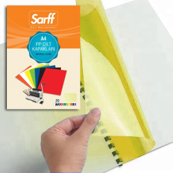 SARFF PP 450MIC A4 ŞEFFAF SARI CİLT KAPAKLARI - 50ADET - SARFF